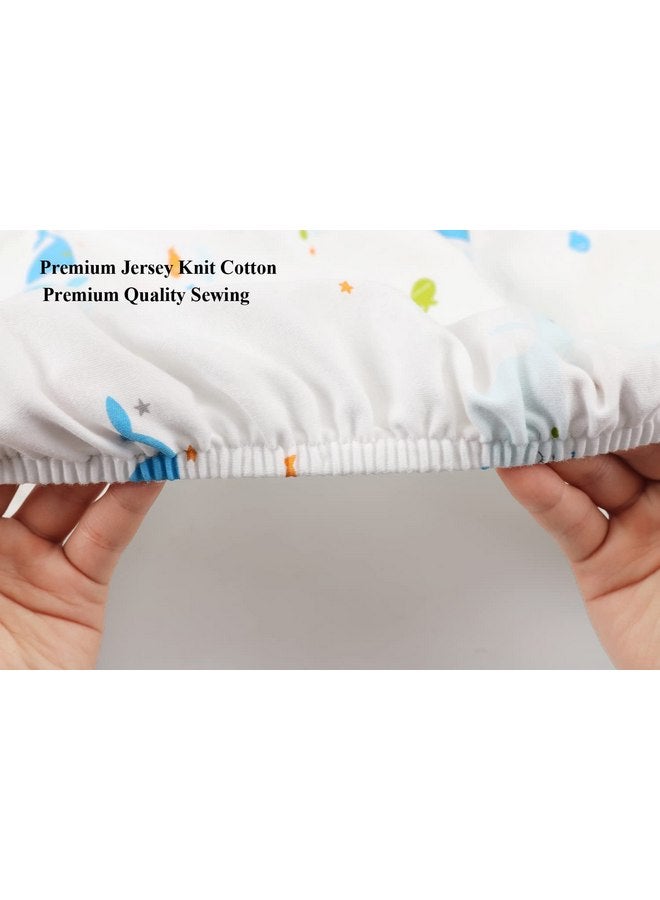 Knlpruhk Bassinet Sheets Compatible with AMKE 3 in 1 Bassinet(35" X 20"), Milliard, MiClassic and TCBunny Bassinet, 2 Pack, 100% Jersey Knit Cotton 190GSM, Ultra Soft Breathable, Dolphin and Whale - Image 5