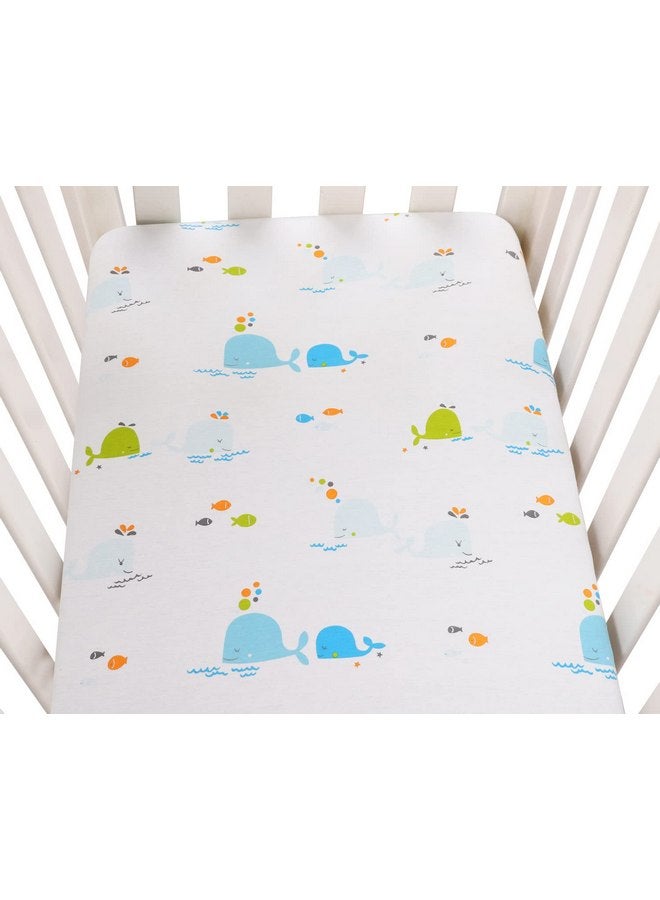Knlpruhk Bassinet Sheets Compatible with AMKE 3 in 1 Bassinet(35" X 20"), Milliard, MiClassic and TCBunny Bassinet, 2 Pack, 100% Jersey Knit Cotton 190GSM, Ultra Soft Breathable, Dolphin and Whale - Image 3