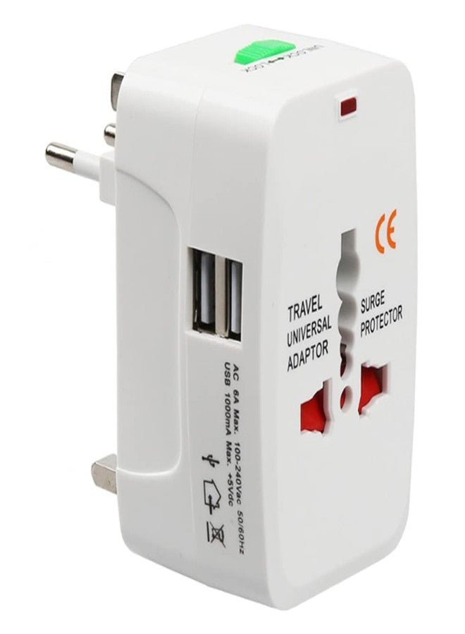 Gadget Hero's All in One Universal Power Adapter with Dual USB Port. Worldwide Travel Adaptor with Surge Protector. - Image 1