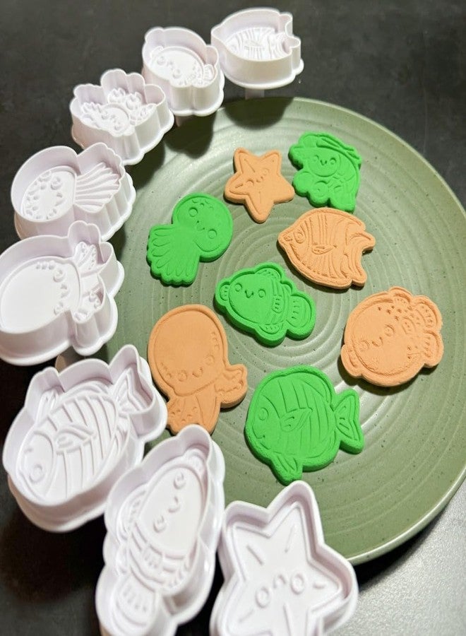 MayeBridge Ocean Animal Cookie Cutter Set,Fish Cookie Stamps,Marine Animals Cookies Press,Lobster Biscuit Moulds,Jellyfish Cookie Mould Set Christmas Gift,With 50pcs Biscuit Packaging Bags(Marine Animal) - Image 5