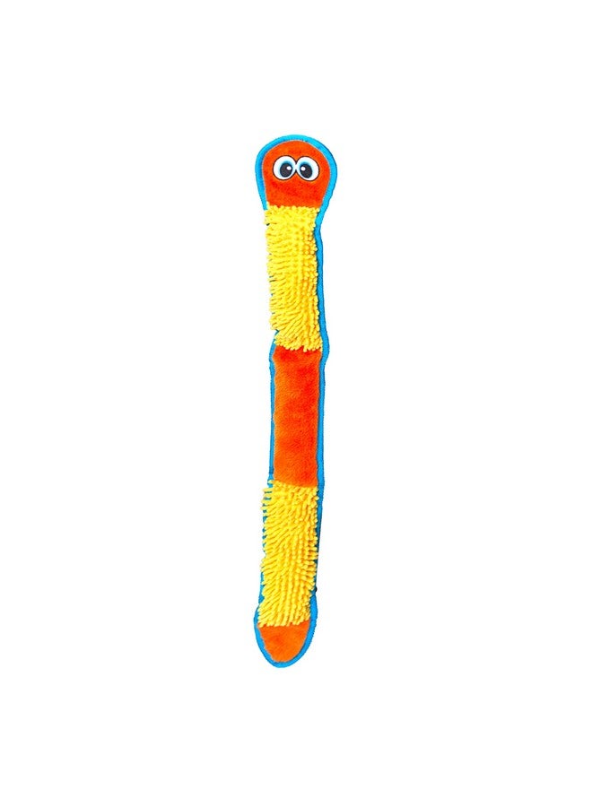 outward hound Durablez Tough Plush Squeaky Dog Toy Nubby Snake Orange Xl - Image 1