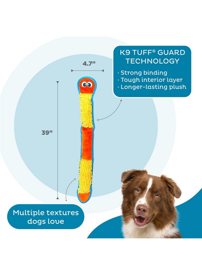 outward hound Durablez Tough Plush Squeaky Dog Toy Nubby Snake Orange Xl - Image 3