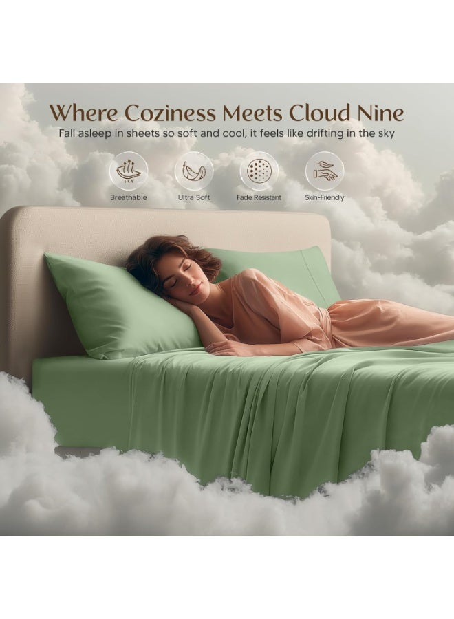 Utopia Bedding Queen Sheet Set â€“ 4 Piece Bed Sheets for Queen Size Bed, Soft and Breathable Microfiber, Includes 1 Fitted Sheet, 1 Flat Sheet and 2 Pillowcases (Sage) - Image 4