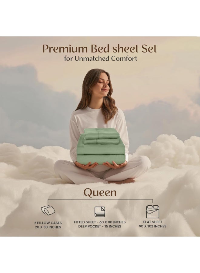 Utopia Bedding Queen Sheet Set â€“ 4 Piece Bed Sheets for Queen Size Bed, Soft and Breathable Microfiber, Includes 1 Fitted Sheet, 1 Flat Sheet and 2 Pillowcases (Sage) - Image 5