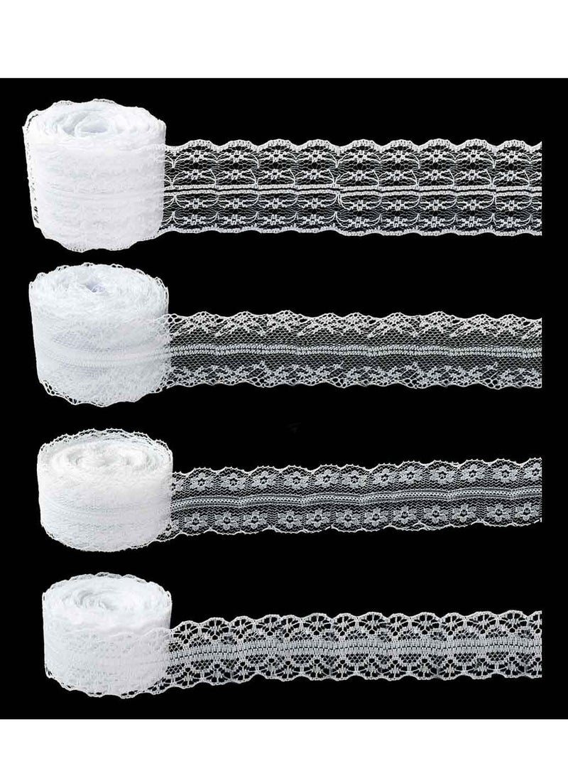 SYOSI 40 Yards White Lace Ribbon Roll, Vintage Cotton Lace Trim with Scalloped Edge for Wedding Dress Decoration, Crafts, Crochet Projects - Image 1