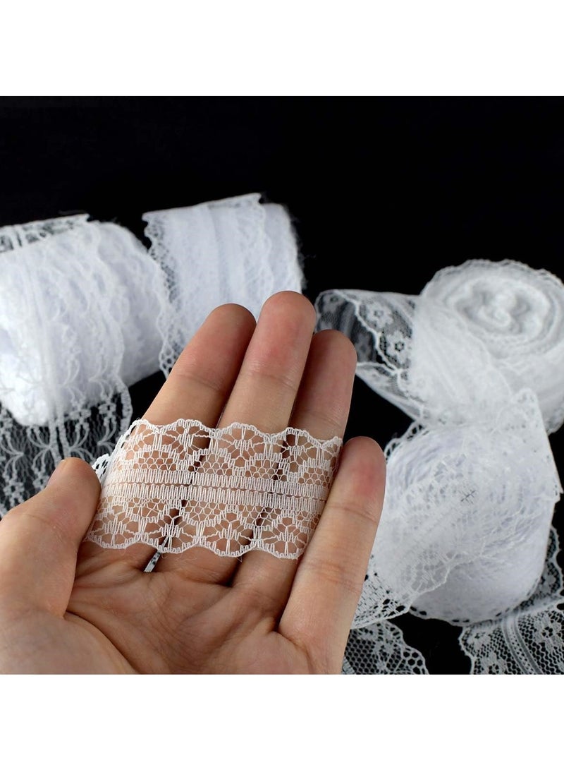 SYOSI 40 Yards White Lace Ribbon Roll, Vintage Cotton Lace Trim with Scalloped Edge for Wedding Dress Decoration, Crafts, Crochet Projects - Image 2