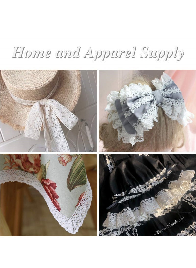 SYOSI 40 Yards White Lace Ribbon Roll, Vintage Cotton Lace Trim with Scalloped Edge for Wedding Dress Decoration, Crafts, Crochet Projects - Image 3