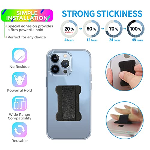 WUOJI WOJI Cell Phone Finger Grip Strap Holder for Hand, Phone Strap, Phone Holder for Hand - Small, New Slim Finger Loop Selfie Grip Compatible with Most Smartphones (Black) - 2Pack - Image 2