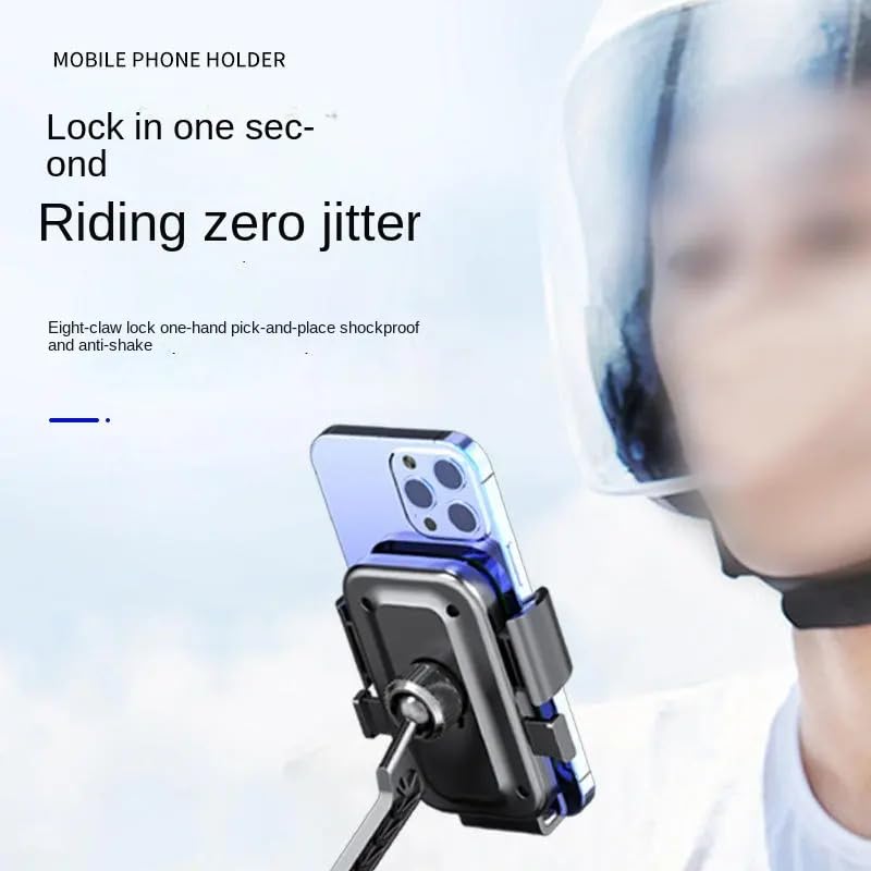 AMBLIC Mobile Phone Holder Stand for Bikes, 360° Rotation with One-Click Locking Mobile Holder and Cradle Clamp Handle Bar Mount for Scooty, Ideal for Maps, GPS, Navigation (XY-089 (SCOOTY Stand)) - Image 5