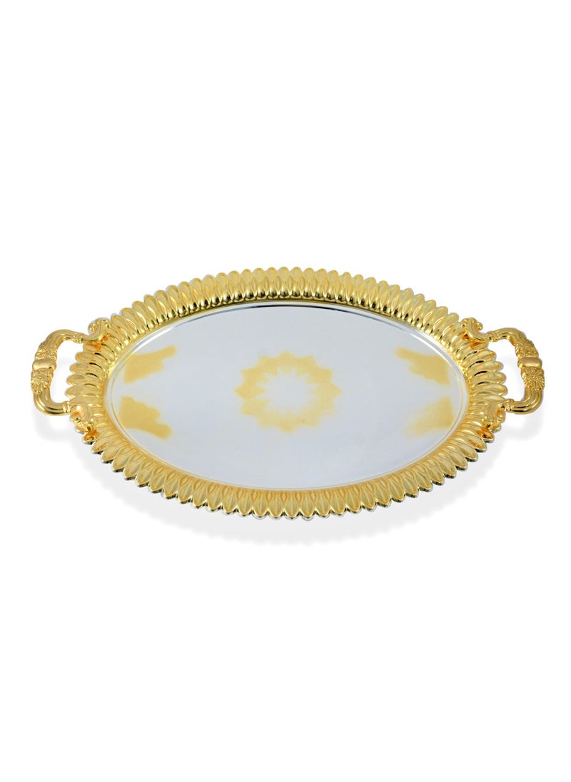 Homemaker 2-Piece Oval Luxury Serving Tray, Large 47cm x 34cm & Medium 41cm x 30cm, Steel, Silver & Gold  - Image 4