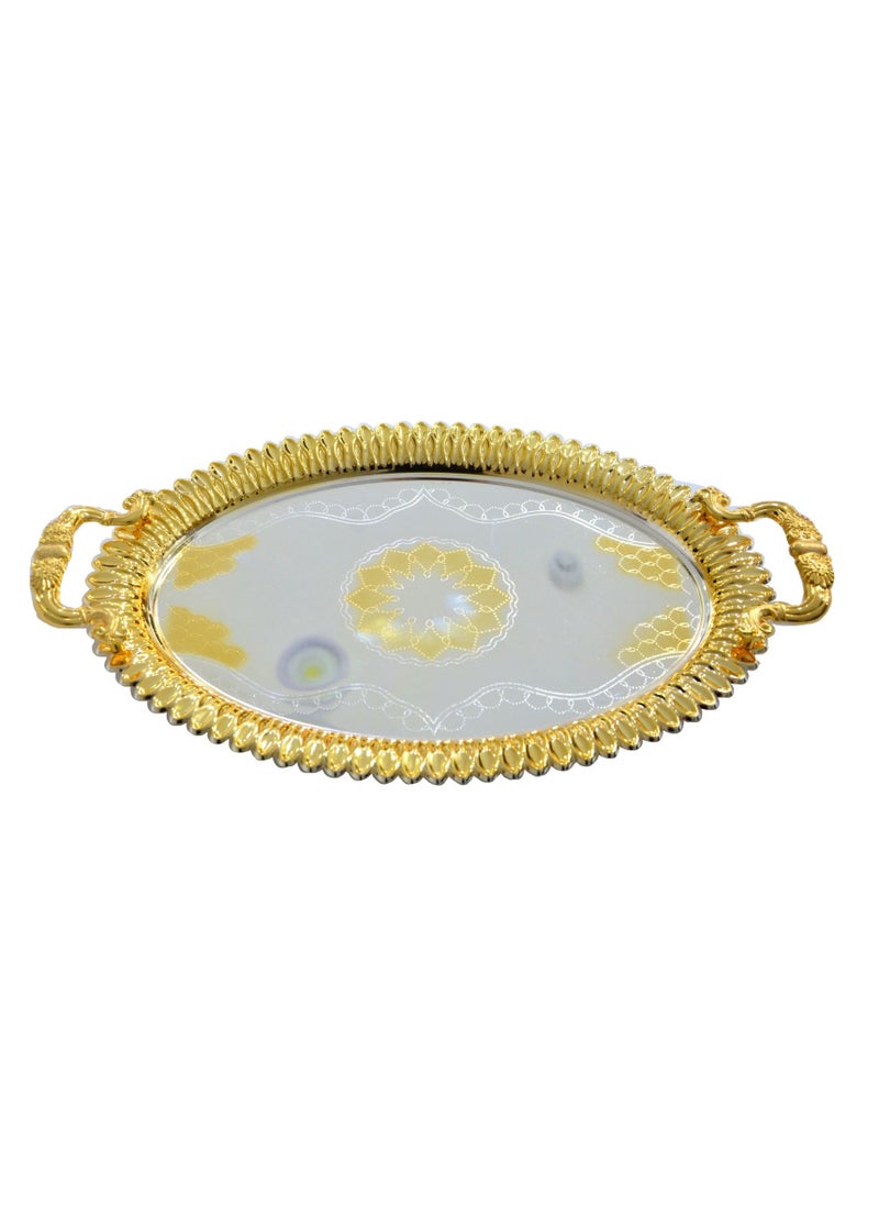 Homemaker 2-Piece Oval Luxury Serving Tray, Large 47cm x 34cm & Medium 41cm x 30cm, Steel, Silver & Gold  - Image 3