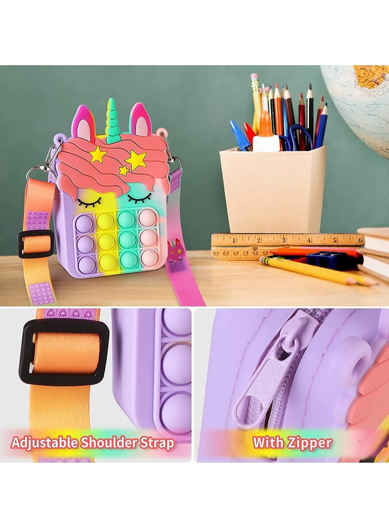 LEDIN Pop Shoulder Bag for Girls and Women, Big Pop Purse Bags, Lovely Sensory Silicone Cartoon Bag Toy for Students Kids - Image 4