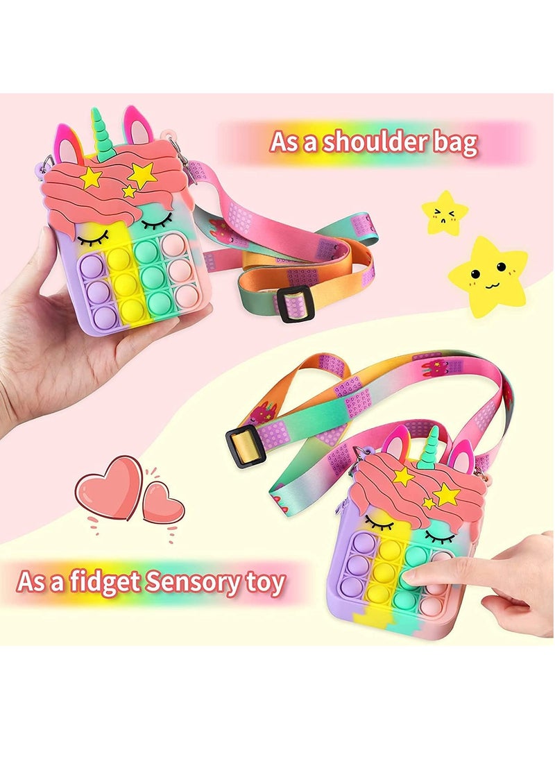 LEDIN Pop Shoulder Bag for Girls and Women, Big Pop Purse Bags, Lovely Sensory Silicone Cartoon Bag Toy for Students Kids - Image 2