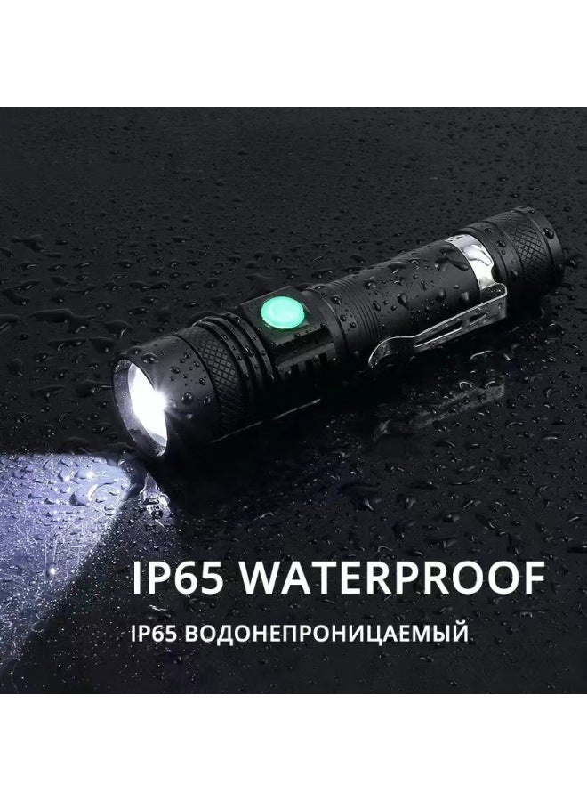 Cross Border 518 Flashlight Outdoor Led Multi-function T6 Mini Zoom USB Rechargeable Multi-function Strong Light Flashlight-Color:Single Flashlight (without Battery Data Line)  - Image 4