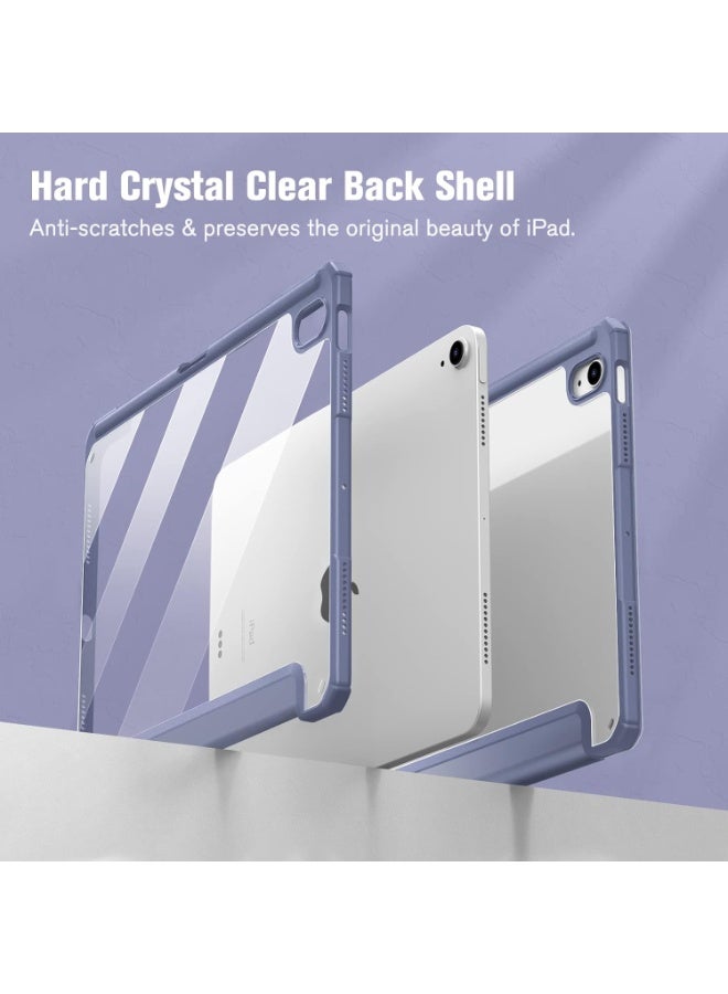 Case for  with Pen Holder, Shockproof Smart Case Cover with Transparent Back Shell Protective Case For iPad Air 11 Inch M2 2024/5th/4th Generation (2022/2020) 10.9 Inch (Lavender) - Image 5