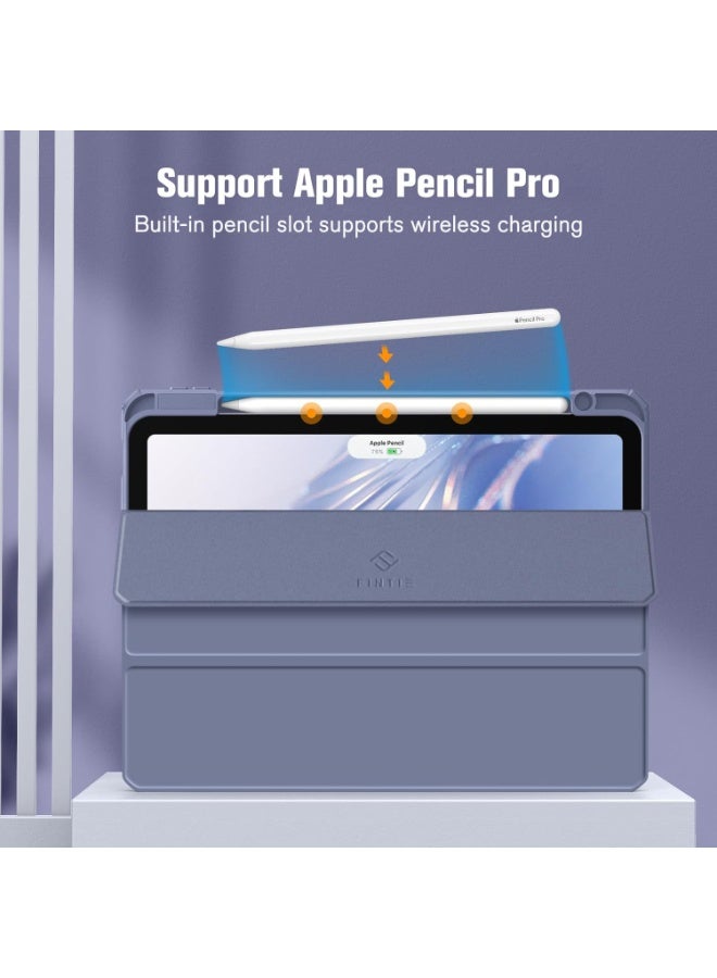 Case for  with Pen Holder, Shockproof Smart Case Cover with Transparent Back Shell Protective Case For iPad Air 11 Inch M2 2024/5th/4th Generation (2022/2020) 10.9 Inch (Lavender) - Image 3