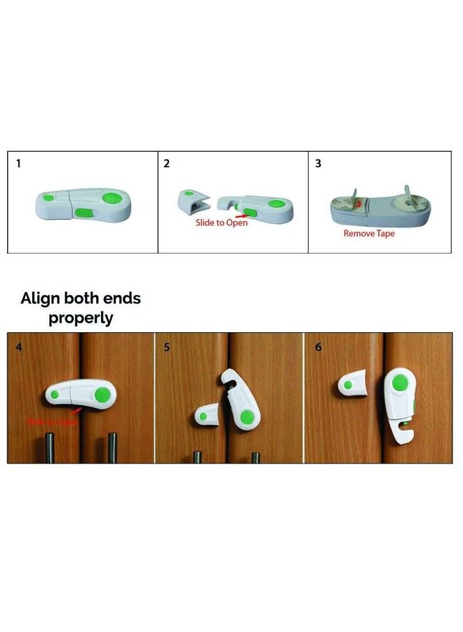 Safe-O-Kid Durable Elegant Child Safety Cabinet Lock (Green Pack Of 12) - Image 3