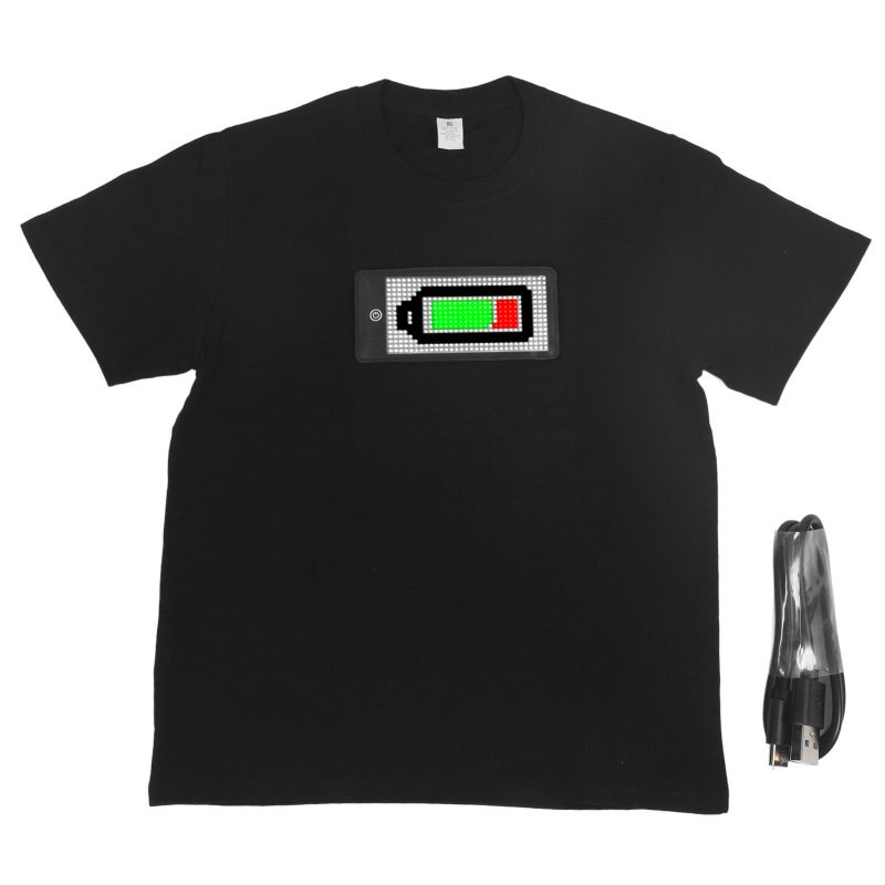 LED Glowing T Shirt: 512-Point LED Array, App Programmable, Customizable Patterns - Detachable Screen, 1500mAh Battery for Holiday Parties, Concerts, Performances & Role Playing - Image 1