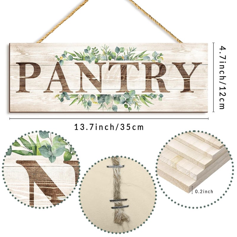 Al Raied ARS Rustic Wooden Pantry Sign Wall Decor with Plant Print - 4.7 x 13.7 inches - Image 2