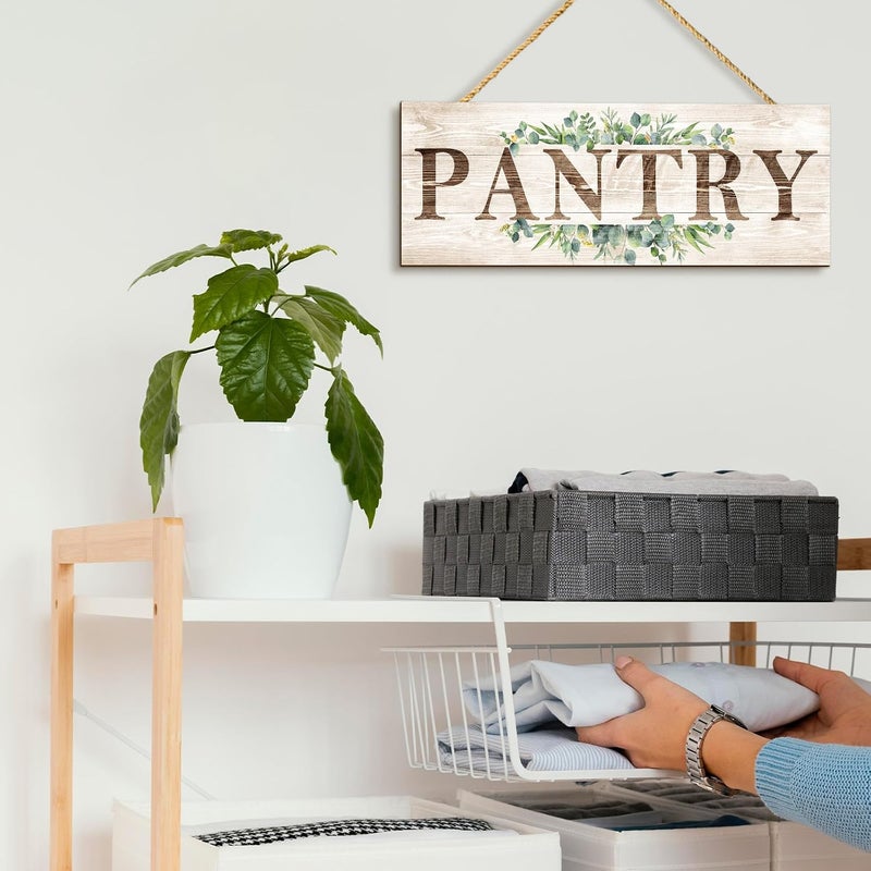 Al Raied ARS Rustic Wooden Pantry Sign Wall Decor with Plant Print - 4.7 x 13.7 inches - Image 3