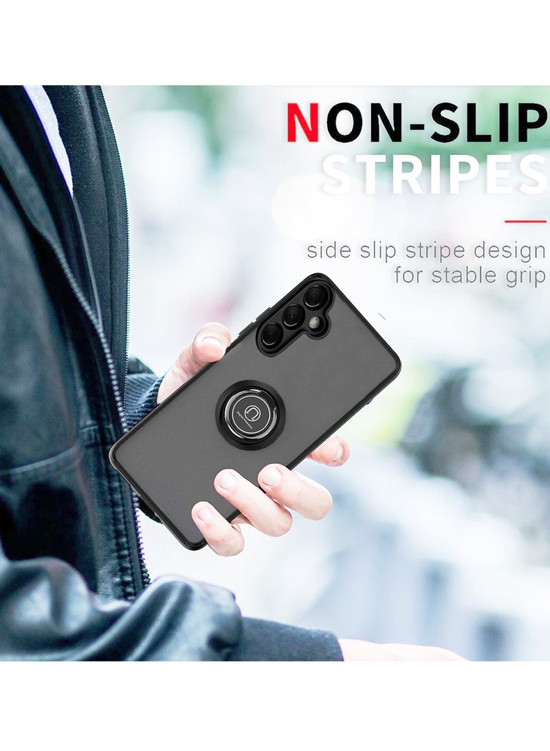 Wtech Translucent Back Finger Grip Magnetic Hold Kickstand Ring Finger With Built-in Iron Case Cover For Samsung Galaxy S24+ / S24 Plus 5G 2024 Black - Image 4