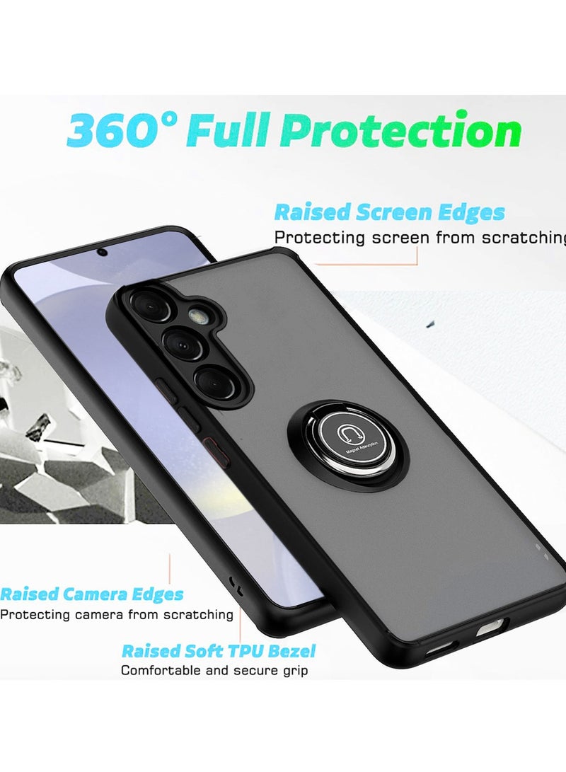 Wtech Translucent Back Finger Grip Magnetic Hold Kickstand Ring Finger With Built-in Iron Case Cover For Samsung Galaxy S24+ / S24 Plus 5G 2024 Black - Image 2