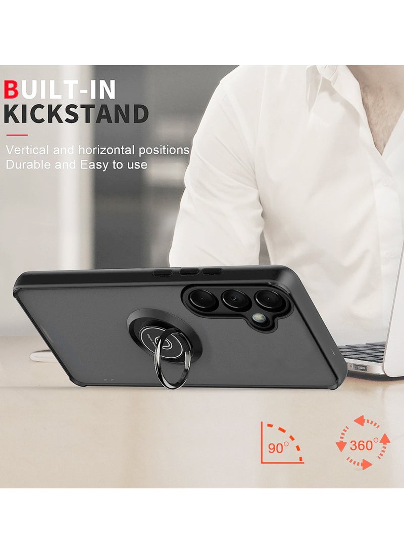 Wtech Translucent Back Finger Grip Magnetic Hold Kickstand Ring Finger With Built-in Iron Case Cover For Samsung Galaxy S24+ / S24 Plus 5G 2024 Black - Image 5