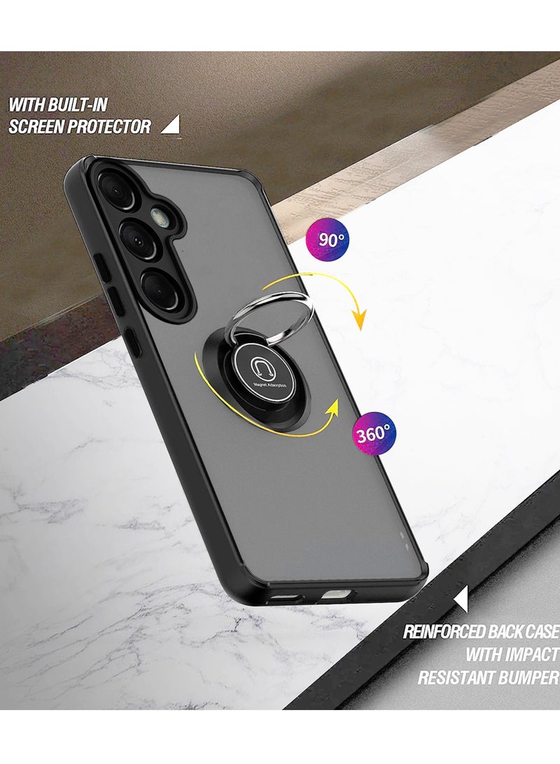 Wtech Translucent Back Finger Grip Magnetic Hold Kickstand Ring Finger With Built-in Iron Case Cover For Samsung Galaxy S24+ / S24 Plus 5G 2024 Black - Image 3