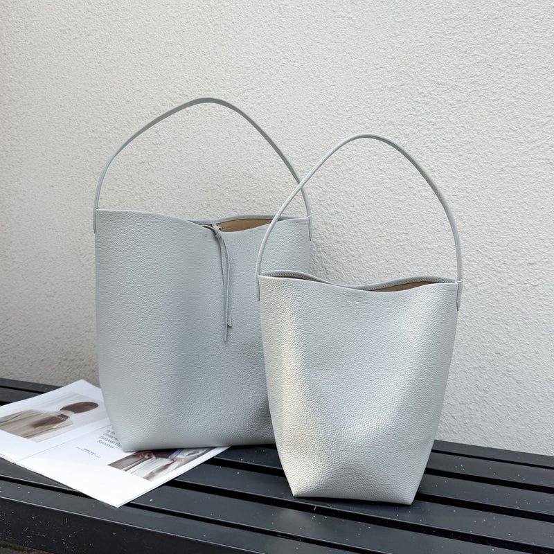 Model Zhe Row Minimalist High-End First-Layer Cowhide Large-Capacity Handbag Shoulder Bucket Bag Tote Bag - Image 1