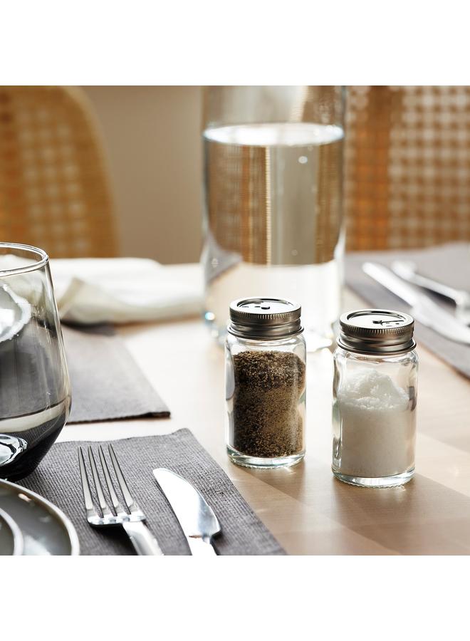 زبون علبة ملح وفلفل، زجاج شفاف/فولاذ مقاوم للصدأ، 8 سم - Image 3