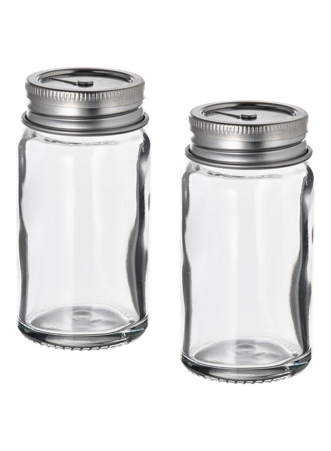 زبون علبة ملح وفلفل، زجاج شفاف/فولاذ مقاوم للصدأ، 8 سم - Image 1