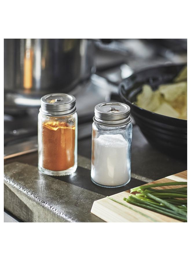زبون علبة ملح وفلفل، زجاج شفاف/فولاذ مقاوم للصدأ، 8 سم - Image 2