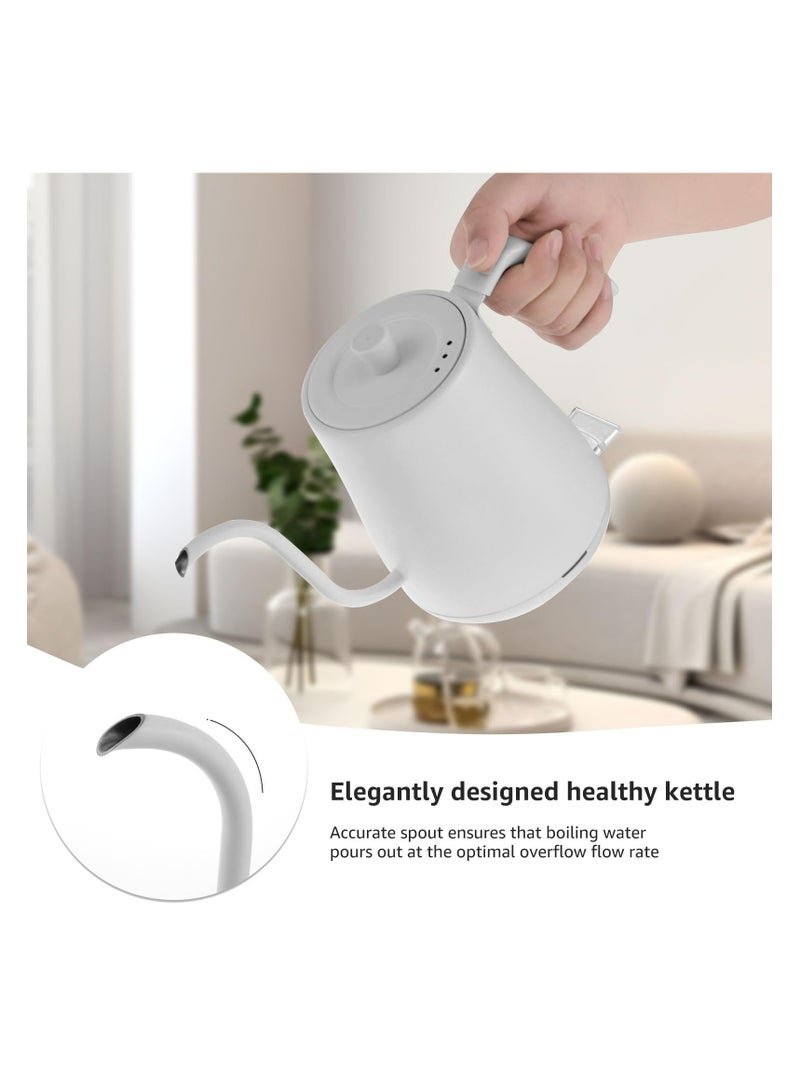 SYOSI Electric Stainless Steel Kettle, 800ml Gooseneck Kettle Ultra Fast Boiling Hot Water Kettle, Auto Shutoff Anti-dry Protection, Hot Water Boiler for Pour-over Coffee, Tea, Leak-Proof Design (White) - Image 4