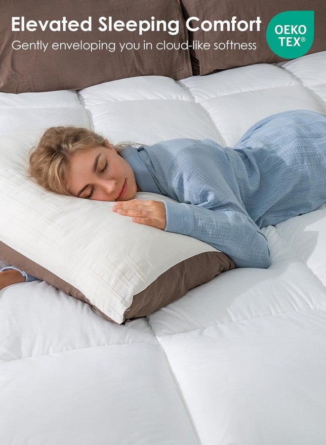 QUEEN ROSE QUEEN ROSE Twin Mattress Topper, Extra Thick 3D Snow Alternative Down Pillow-Top Cooling Mattress Pad Bed Cover Mattress Topper, Hotel Quality, Plush and Support White  - Image 4
