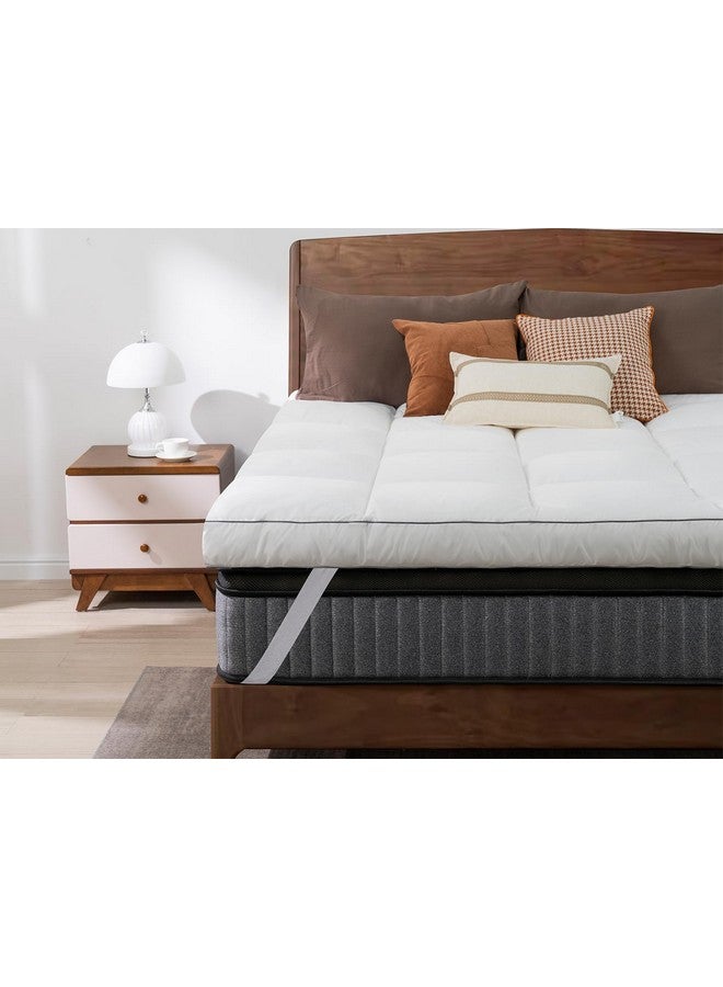 QUEEN ROSE QUEEN ROSE Twin Mattress Topper, Extra Thick 3D Snow Alternative Down Pillow-Top Cooling Mattress Pad Bed Cover Mattress Topper, Hotel Quality, Plush and Support White  - Image 2