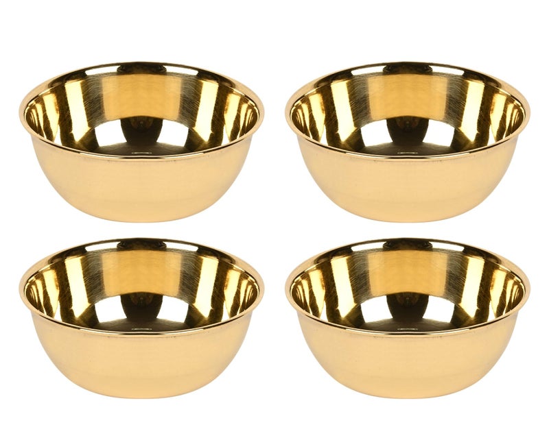 KC Brass Golden Flower Printed Brass Bowls Set of 4 Pc - 250 ML - Image 2