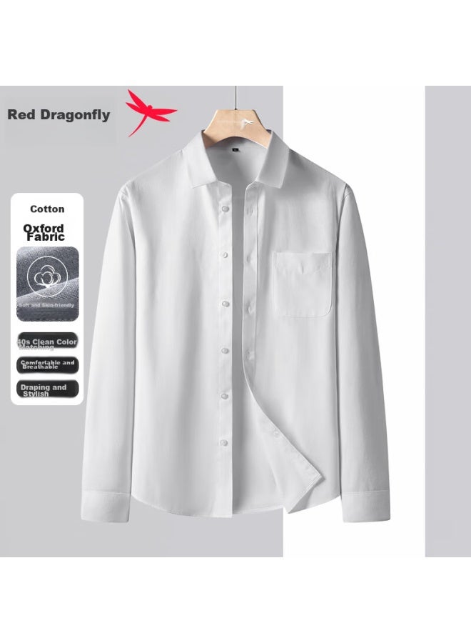 Red Dragonfly Men's Shirt , Versatile Cotton Top, White Long Sleeve, 2XL - Image 1