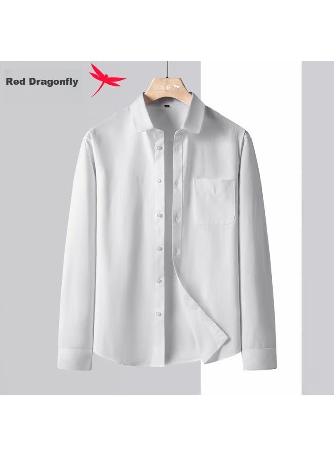 Red Dragonfly Men's Shirt , Versatile Cotton Top, White Long Sleeve, 2XL - Image 4