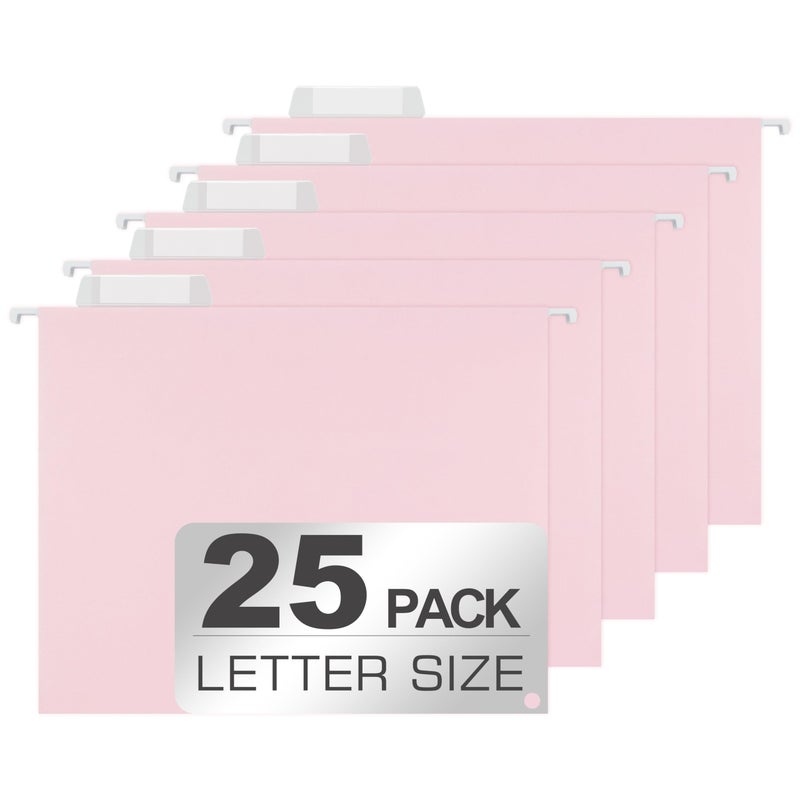 YNXPTBNC 25 Packs Hanging File Folders,Cherry Pink Hanging File Folders Letter Size,Hanging Folders with 1/5-cut Tabs,Hanging Folders for Filing Cabinets, File Organizer Folder for Office,School,Home - Image 1