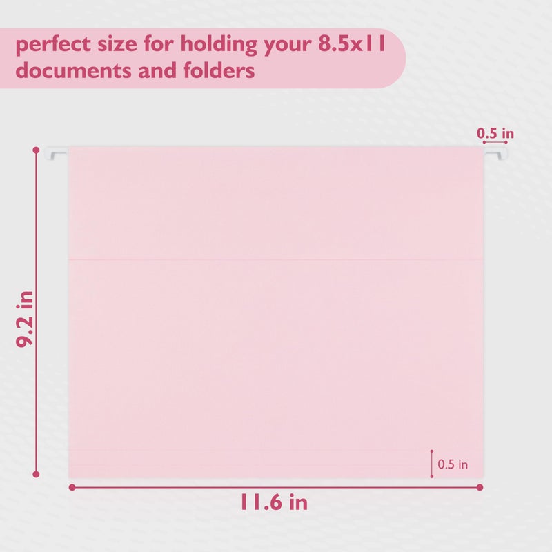 YNXPTBNC 25 Packs Hanging File Folders,Cherry Pink Hanging File Folders Letter Size,Hanging Folders with 1/5-cut Tabs,Hanging Folders for Filing Cabinets, File Organizer Folder for Office,School,Home - Image 2