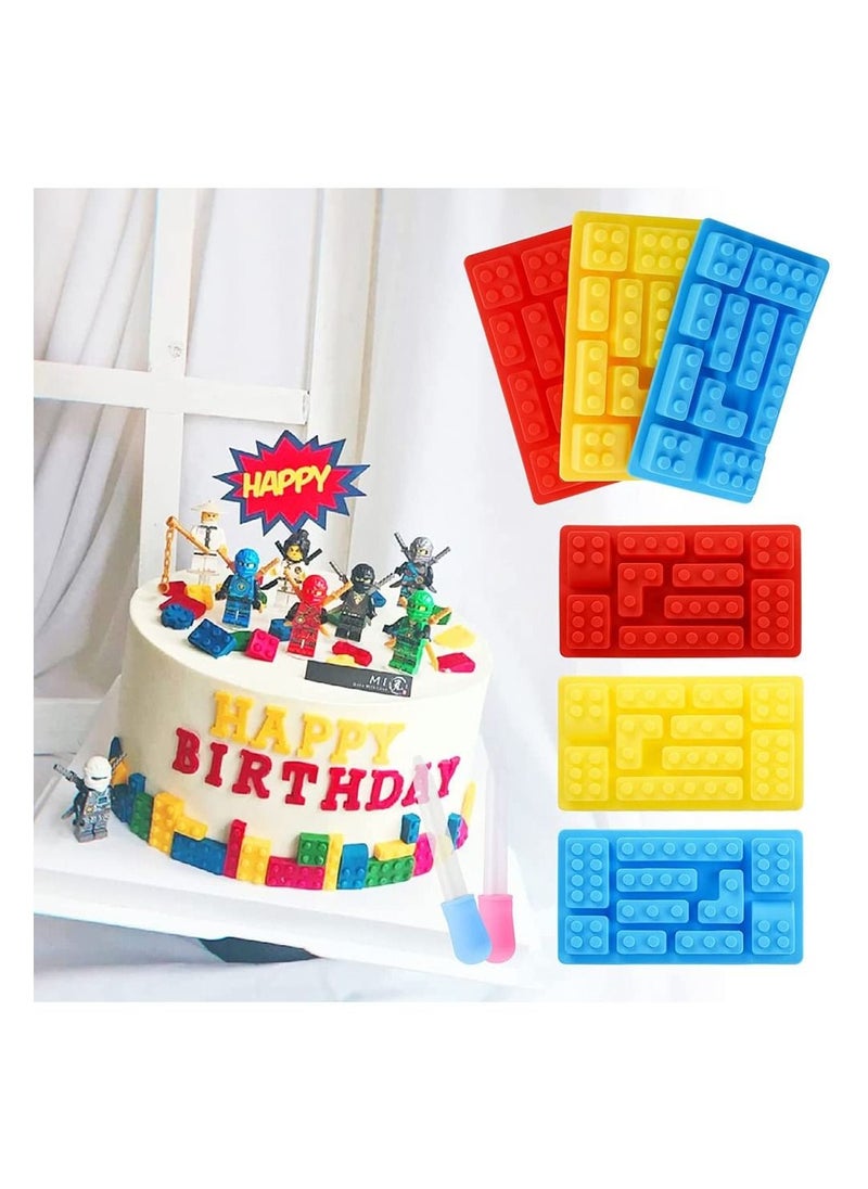 Excefore - 3 Pcs Building block mould Ice Cube Tray Block Chocolate and Candy Molds Silicone, Non-Stick Robots Cars Brick Fondant Cake Pop Molds - Image 1