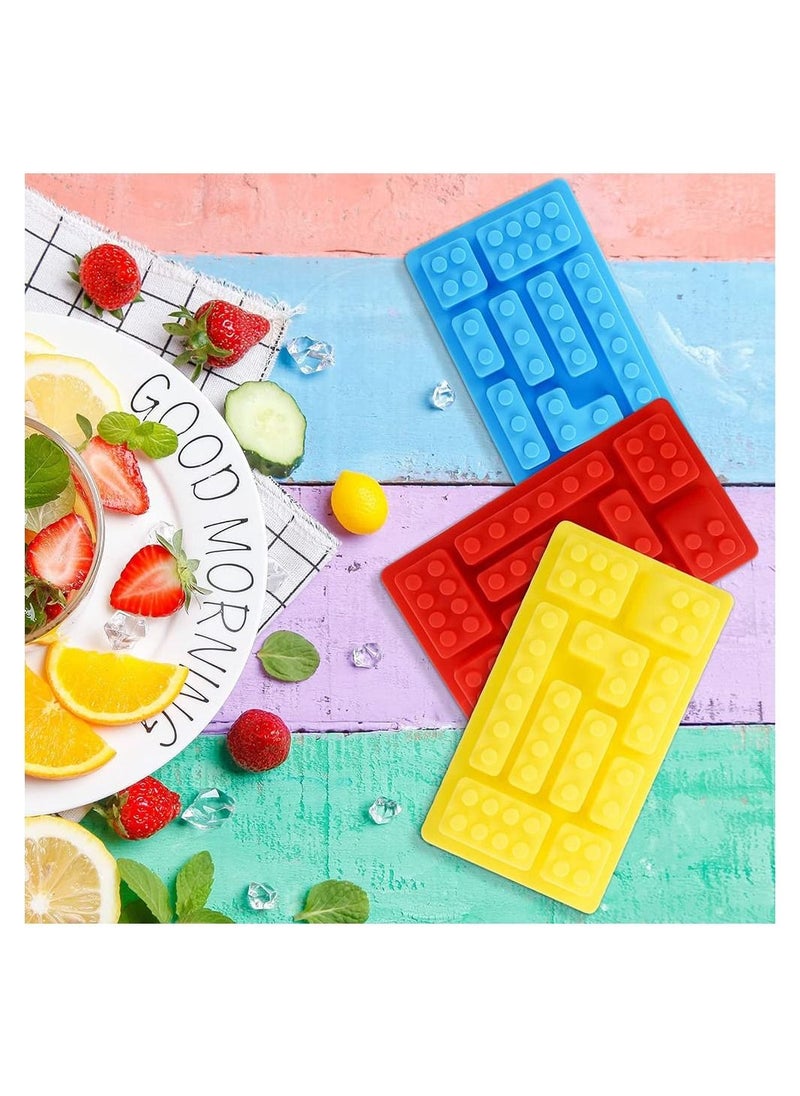 Excefore - 3 Pcs Building block mould Ice Cube Tray Block Chocolate and Candy Molds Silicone, Non-Stick Robots Cars Brick Fondant Cake Pop Molds - Image 1