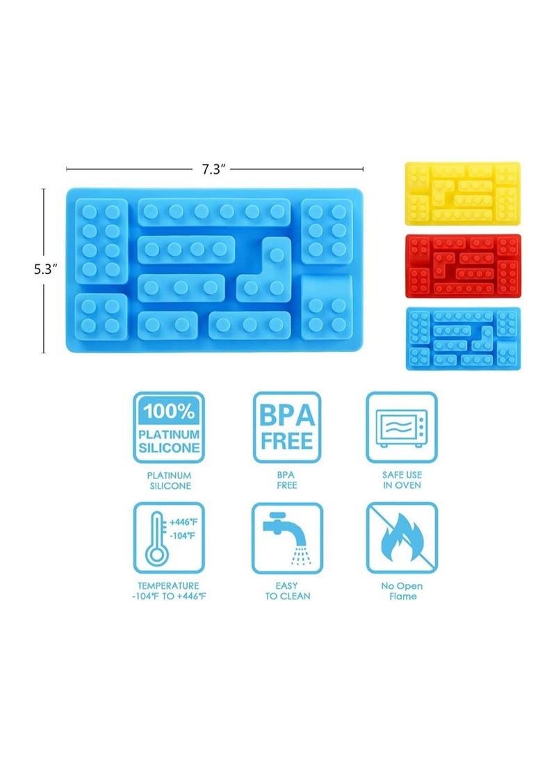 Excefore - 3 Pcs Building block mould Ice Cube Tray Block Chocolate and Candy Molds Silicone, Non-Stick Robots Cars Brick Fondant Cake Pop Molds - Image 1