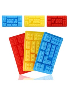 3 Pcs Building block mould Ice Cube Tray Block Chocolate and Candy Molds Silicone, Non-Stick Robots Cars Brick Fondant Cake Pop Molds