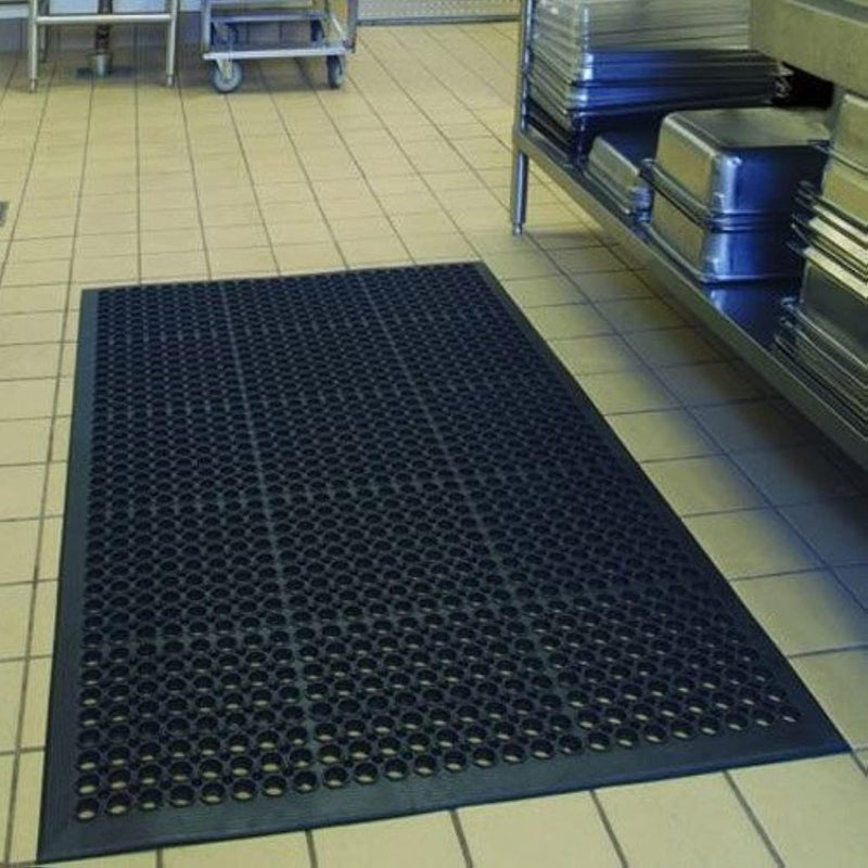 Wizgree Rubber Floor Door Mats Outside Entrance Commercial Restaurant Kitchen Anti Fatigue Rubber Drainage Mat New Non Slip Bar Floor Mat Outdoor Mats for Garage Use Black 36inch x 60inch from SallyMall - Image 1