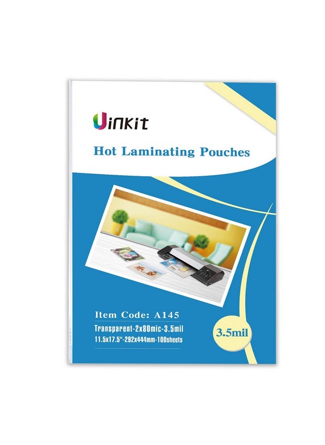 Uinkit Uinkit Hot Thermal Laminating Pouches 100 Pack Laminator Sheets 11.5x17.5 Laminating Sheets 3.5Mil for Sealed 11x17 Inches Document,Rounded Corner  - Image 1