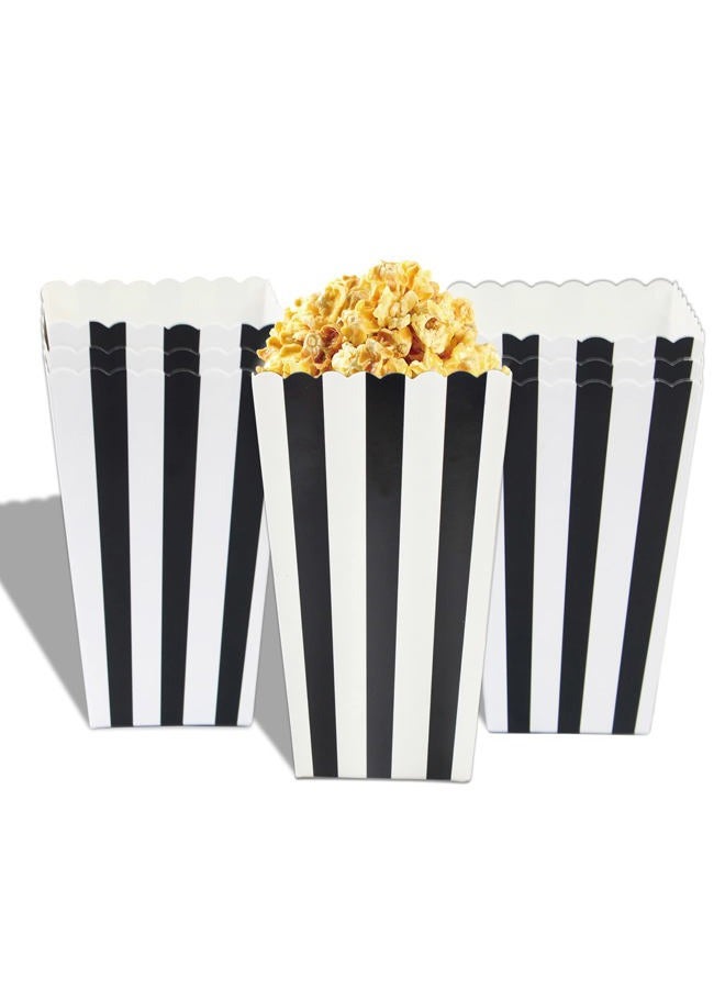 IPALMAY Black and White Striped Mini Paper Popcorn Boxes - Treat Boxes - Birthday Favor Box - Snack Boxes, Family Movie Night Boxes, Set of 36 - Image 1