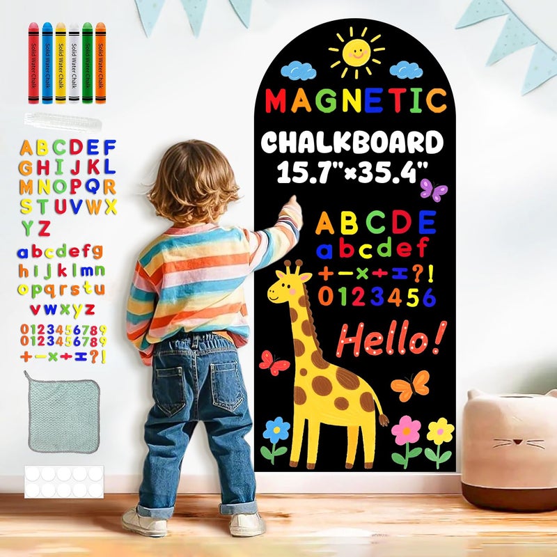 Magnetic Chalkboard for Wall Arch Magnet Wall Decal for Kids Self Adhesive Blackboard Wallpaper Peel and Stick Magnetic Play Walls Drawing Chalk Board for Classroom Playroom School Nursery 157x394