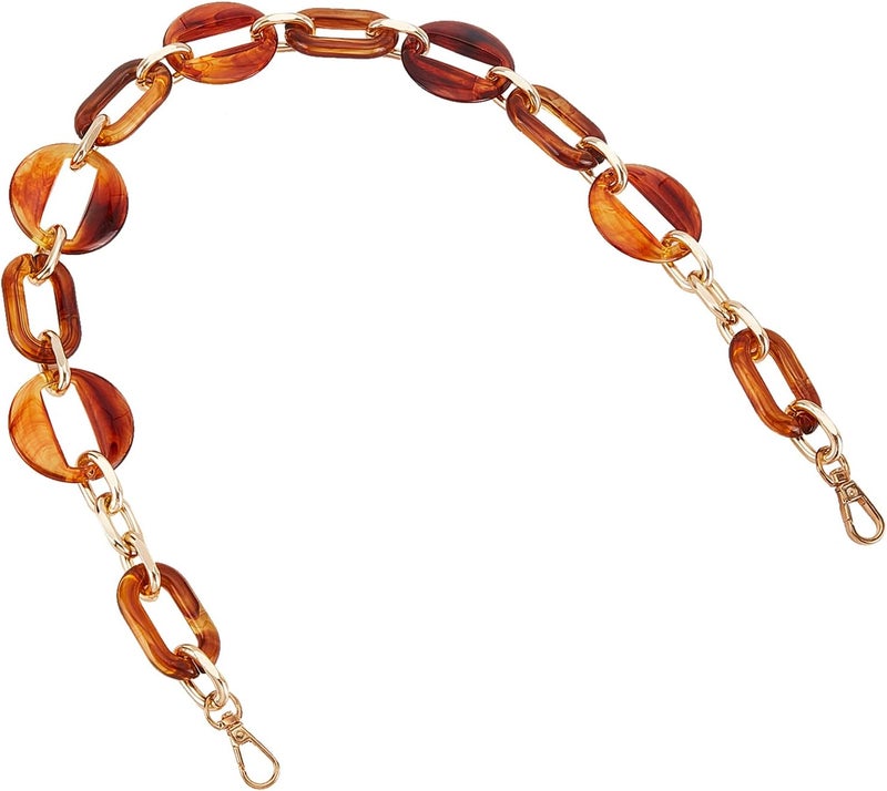 comfrt Resin Bag Chain Strap, 22.8 Inch Resin Replacement Chain Retro Handbag Strap Short Thick Resin Clutch Bag Handles Shoulder Bag Decoration Chain for Pouch Satchel Hobo Purse, Amber Brown - Image 1