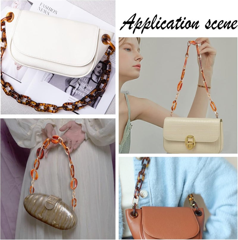 comfrt Resin Bag Chain Strap, 22.8 Inch Resin Replacement Chain Retro Handbag Strap Short Thick Resin Clutch Bag Handles Shoulder Bag Decoration Chain for Pouch Satchel Hobo Purse, Amber Brown - Image 4